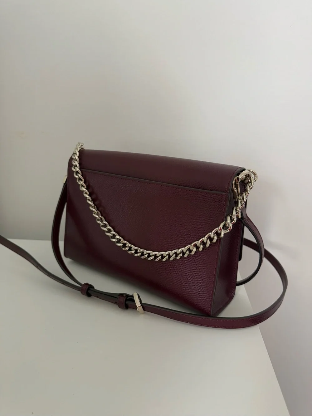 kate spade Burgundy Crossbody/shoulder bag with Gold Chain and Leather Strap